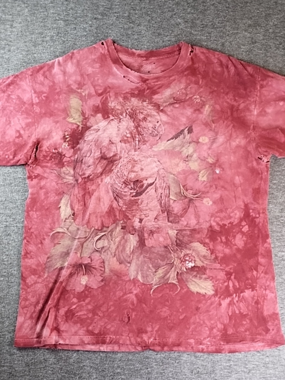 Vintage The Mountain Red Tie-Dye Parrot Graphic Tee